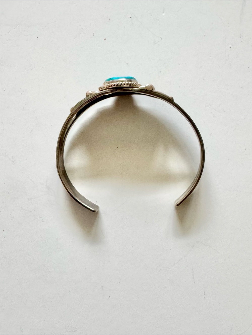 1950s Vintage Sterling Silver Turquoise Native American Navajo Cuff Bracelet - Picture 3 of 9